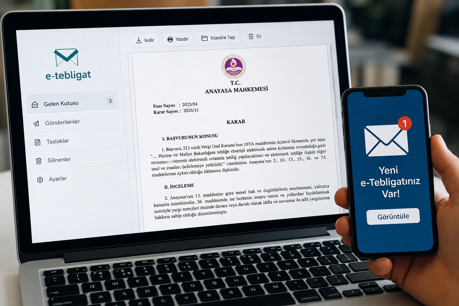ANAYASA MAHKEMESİ'NDEN ELEKTRONİK TEBLİGAT SİSTEMİNE KRİTİK MÜDAHALE